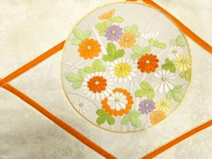 アンティーク　丸紋に花模様刺繍名古屋帯